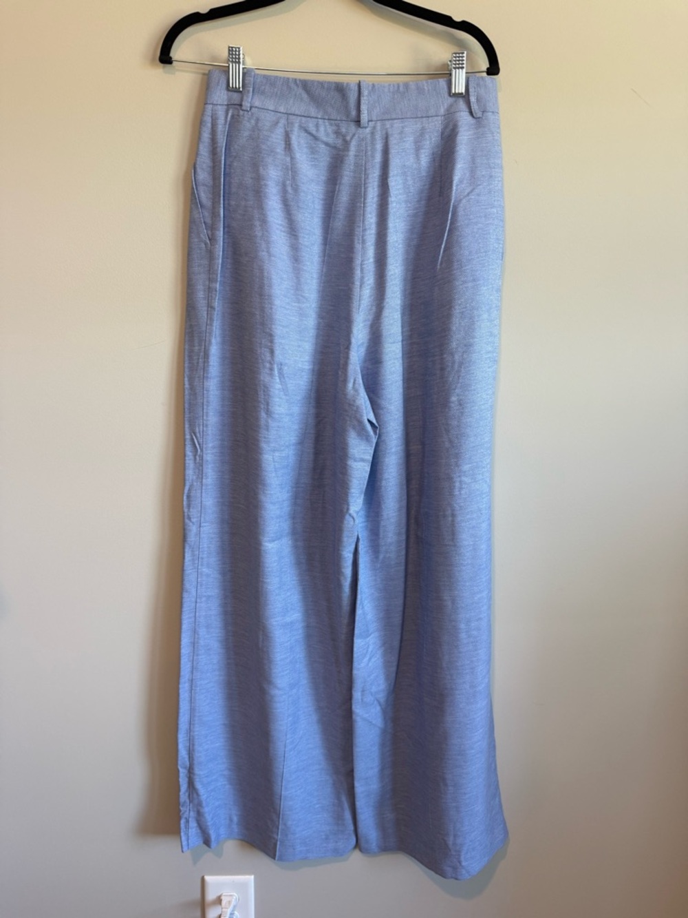 Zara Blue High-Waist Wide-Leg Pants with Metallic Shimmer NWT - Picture 3 of 11
